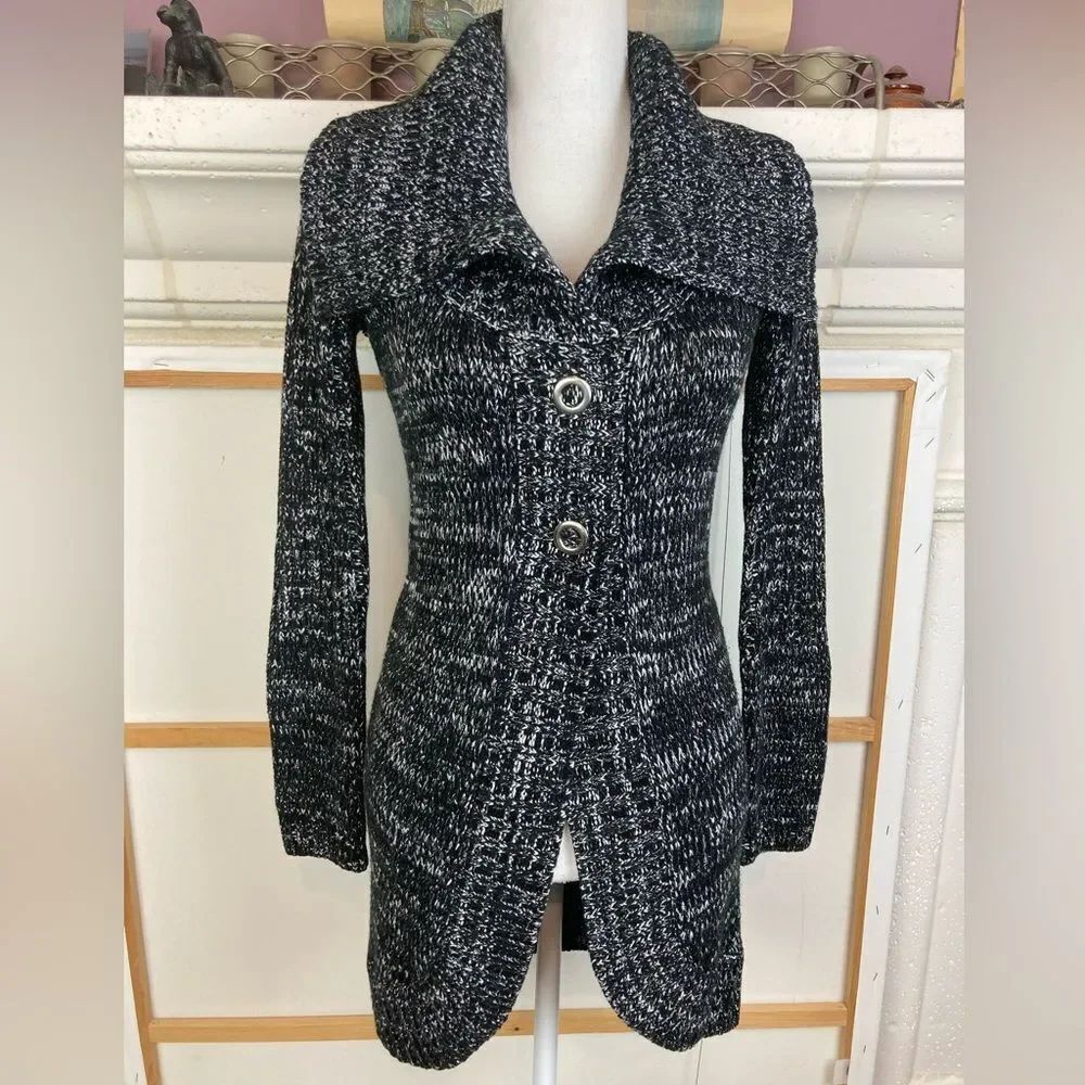 White House Black Market long Cardigan w/Shawl collar & snaps NWOT oversized